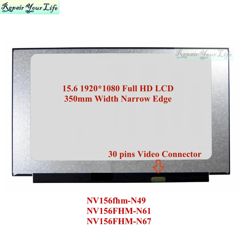 15.6 30Pins FHD Klēpjdatoru LCD Ekrāna Matricas HP Pavilion 15-CW 15-CS CW000 CW1013LA 1080P Displeja Panelis, kas piemērots NT156WHM-43 N46