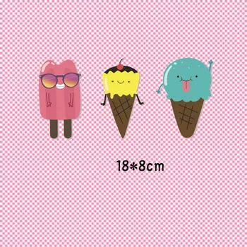 18x8cm Multfilmas ice cream Dzelzs par Ielāpus DIY Siltuma Drēbes, T-krekls Siltuma pārneses uzlīmju Drukas Apdare