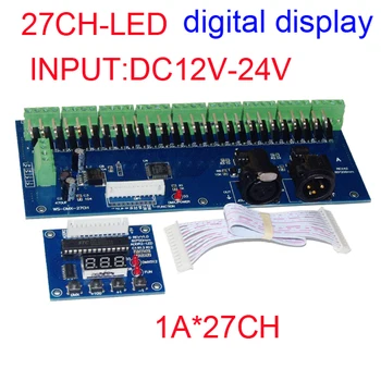 27CH DMX512 Kontrolieri Dekoderi 27A 27 Kanālu DMX Vadītāja Kontrolieris ar LED CIPARU DISPLEJS DC12-24V