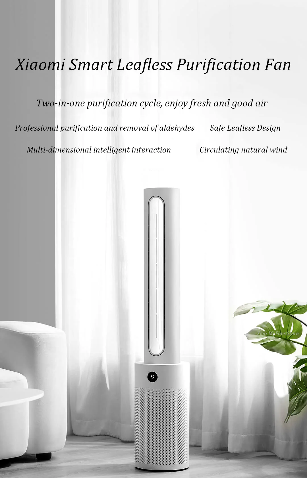 es Mijia Smart Leafless Attīrīšanas Ventilatora Gaisa Attīrītājs Bladeless Ventilators 2in1 Cirkulācijas Dabas Vēja Darbam Ar Mi Mājās App 5