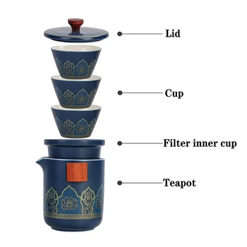 Porcelāna Tējas Katlā Kausa Uzstādīt Izsmalcinātu Formas Tējas Komplekts Ķīnas Tējas Ceremoniju Dāvanu Gungfu Tējas Tase Nerūsējošā Tērauda Filtrs Slāni 2