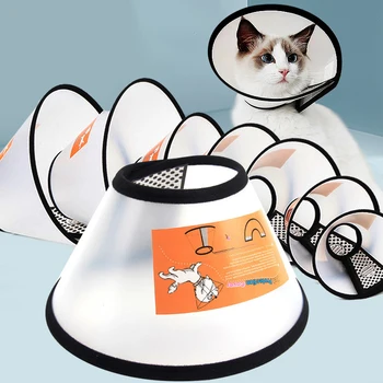 Pārredzamu Pet Aizsardzības Apkakles Kaķu sakas Atgūšanas Apkakles Anti-Bite Laizīt Brūces Dzīšanas Kaķis Suņiem Regulējama Apkakle