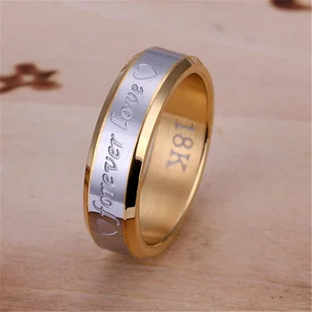 R95 kāzu gredzenu bezmaksas piegāde vairumtirdzniecības Modes moderns Forlove mīļāko dāvanu zelta krāsas gredzens Tērauda augstākās kvalitātes modes