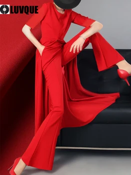 Sarkana kleita sieviešu pavasara-rudens jaunu modes temperaments uzvalks divu gabals, kas sieviešu 2022 vasaras bodycon kleita