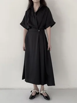 Sieviešu Kleita Vasaras Jaunā Modes Tendence Dizaina Sajūta, Personalizētu Viduklis, V-veida Kakla Liela Izmēra Nobriedis Kleita 0