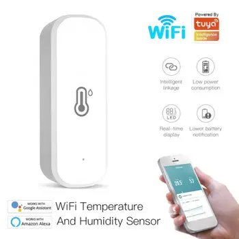 Tuya WiFi Smart Temperatūras Un Mitruma Sensors, Tālvadības Uzraudzīt Smart Home Balss Kontroles Darbu Ar Alexa, Google Palīgs Smart Dzīve