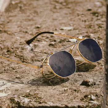 VWKTUUN Klipu Saulesbrilles Sievietēm, Vīriešiem, Lielgabarīta, Saules brilles Vintage Vadītāja Vadītāja Steampunk Brilles UV400 Dubultā Objektīva Sunglass