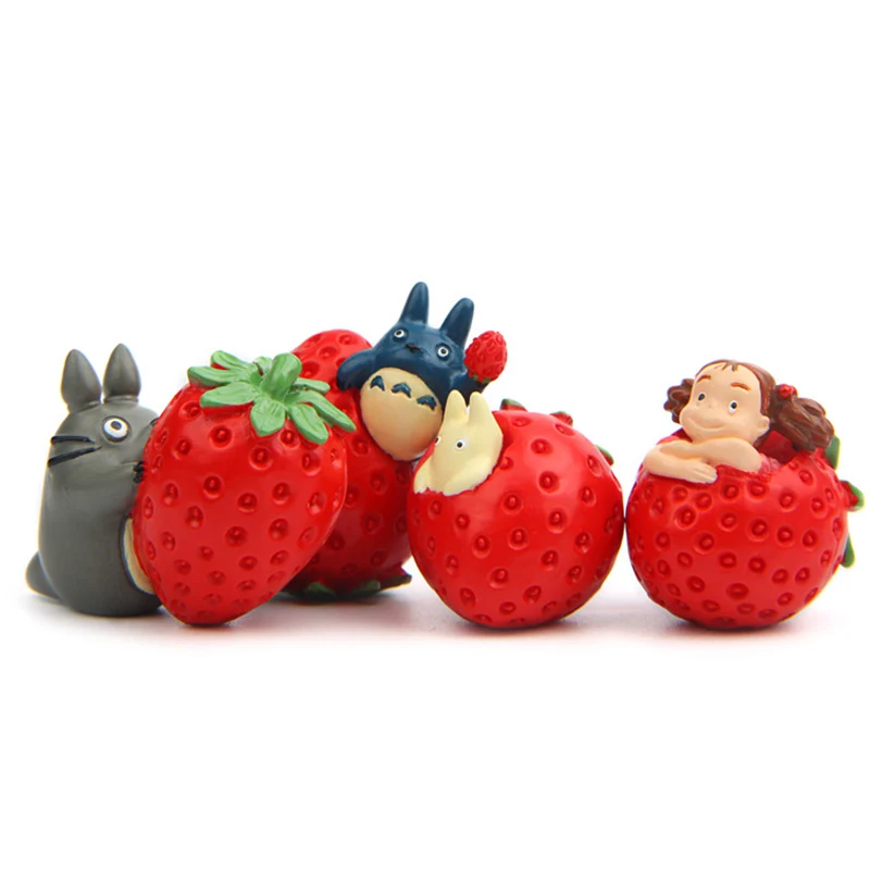 1pc Karikatūra Anime Zemeņu Totoros Meitene Figūriņas Rotājumi Augļu Sveķi Modeļa Miniatūras Pasaku Dārzu, Telpu Dekorēšana Rotaļlietas