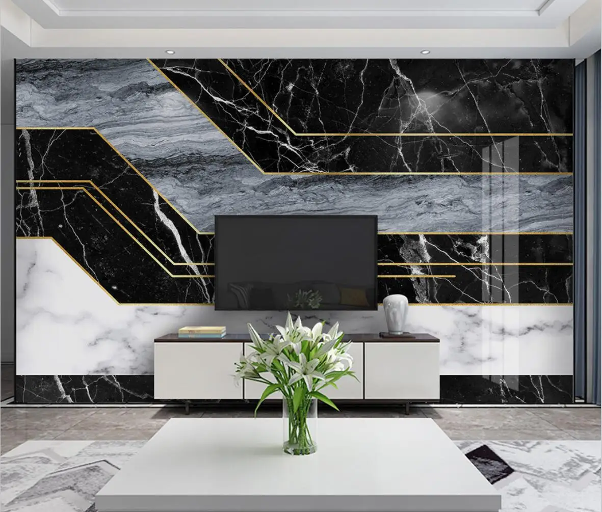 beibehang pasūtījuma zelta ģeometriskā marmora Ainava Tapetes, 3D Foto Sienas Guļamistabā, dizaina Viesnīca, Restorāns, Tapetes dzīvojamā istabā