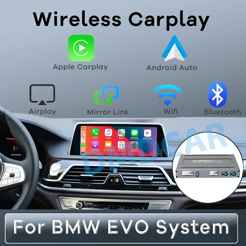 Bezvadu Apple Carplay Android Auto Interfeiss Dekoders BMW E60 E70, E71, E84 F10, F11, F25 F26 F30 CIC sistēmas