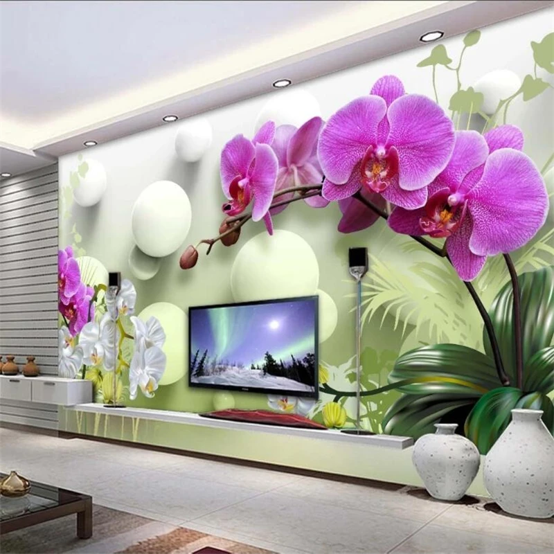 Custom tapetes phalaenopsis 3D stereo TV fona sienas dzīvojamā istabā, guļamistabā, restorāns, tapetes, 3d papel de parede фотообои