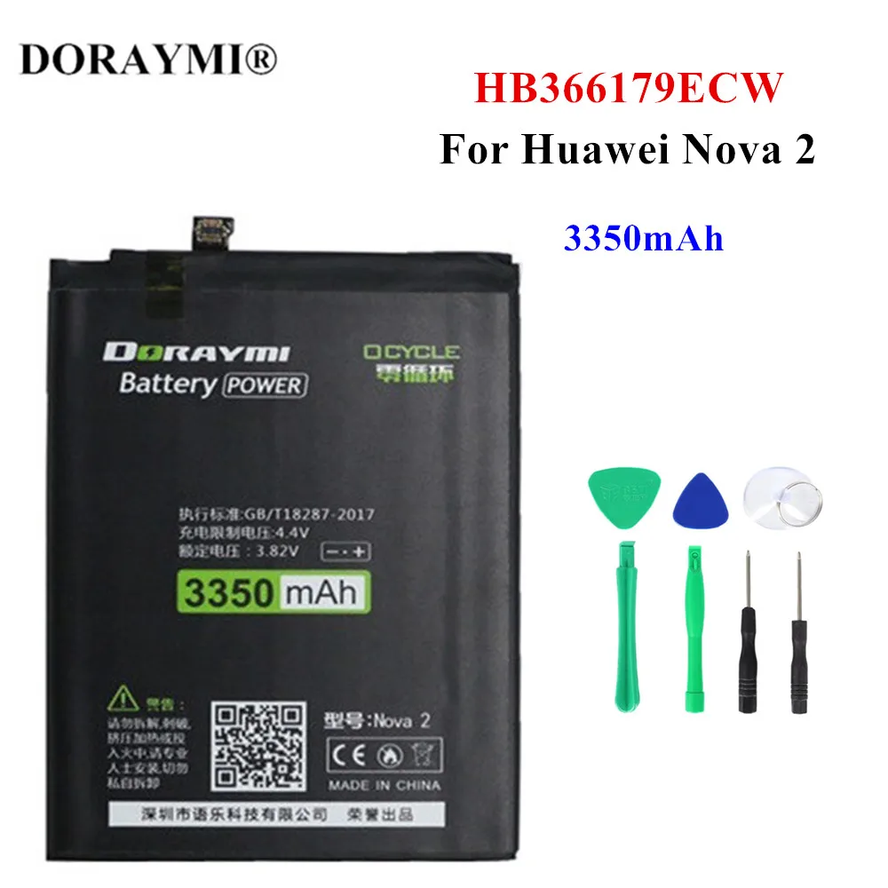 DORAYMI HB366179ECW Akumulatoru Huawei Nova 2 caz pirms-AL10 caz pirms-TL00 Mobilo Telefonu Rezerves Baterijas 3350mAh Bateria+Instrumenti