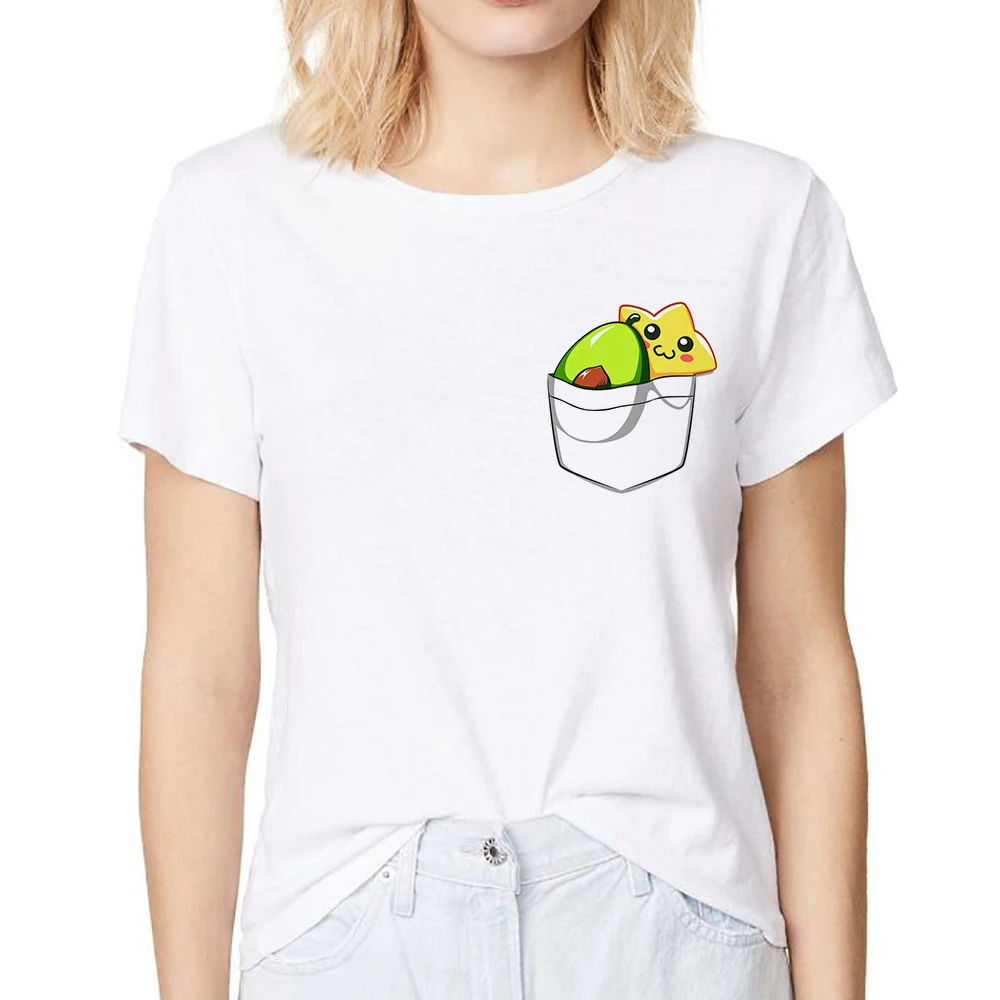 gudrs Avokado zvaigzni kabatā funny t krekls sievietēm vasarā jaunā baltā gadījuma femme meitene kawaii streetwear t īsām piedurknēm 0