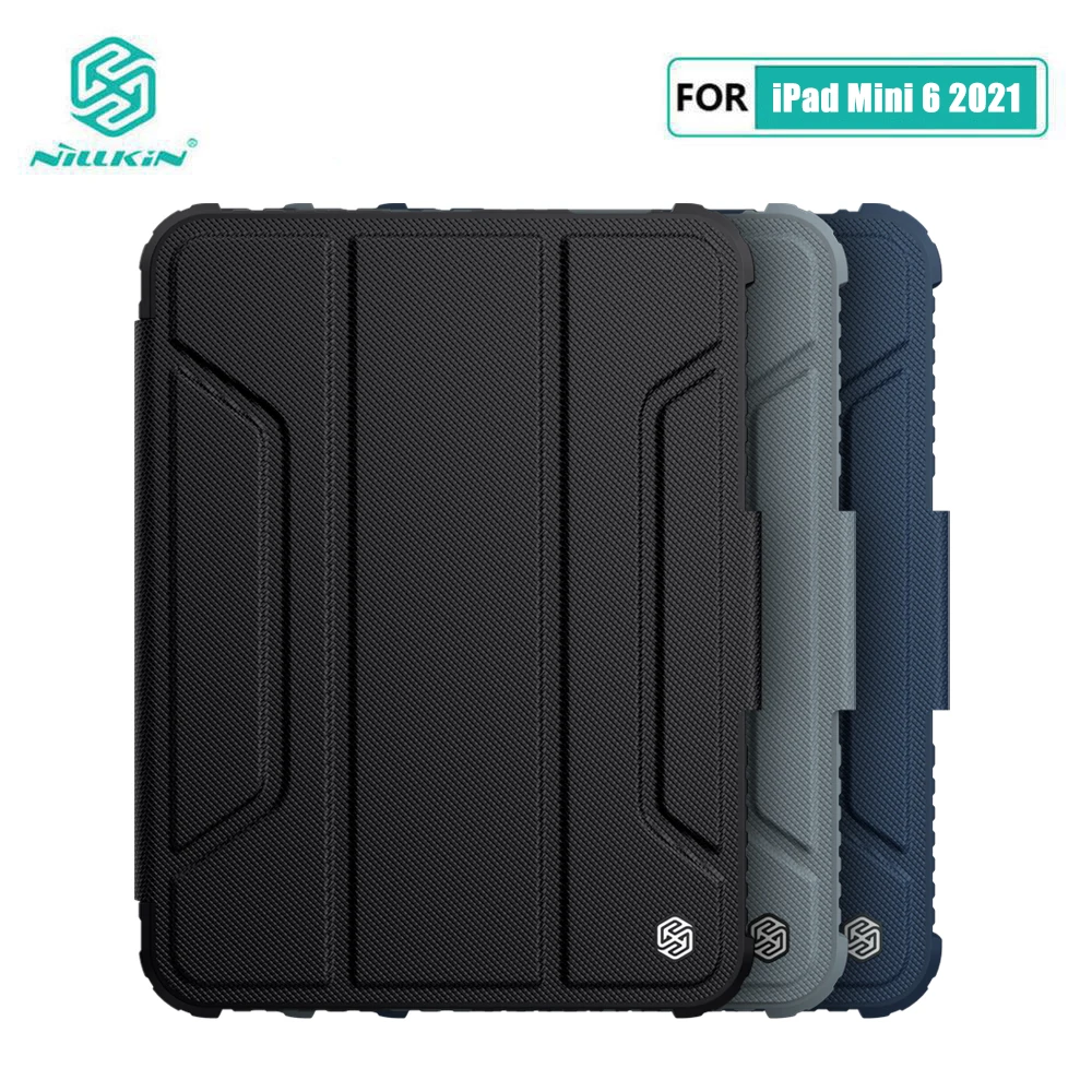 iPad Mini Ir 2021. Gadījumā Nillkin PU Leather Flip Cover for iPad Mini 6 2021 ar Slaidu Kameras Aizsardzībai