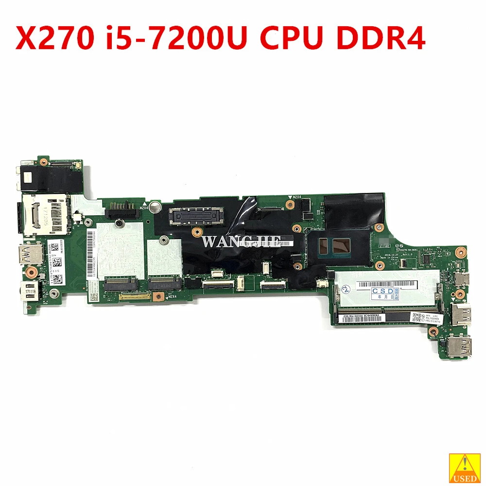 Izmantot 01LW710 01HY503 01YR990 BX270 NM-B061 Lenovo ThinkPad X270 Klēpjdators Mātesplatē i5-7200U CPU DDR4 100% Darba