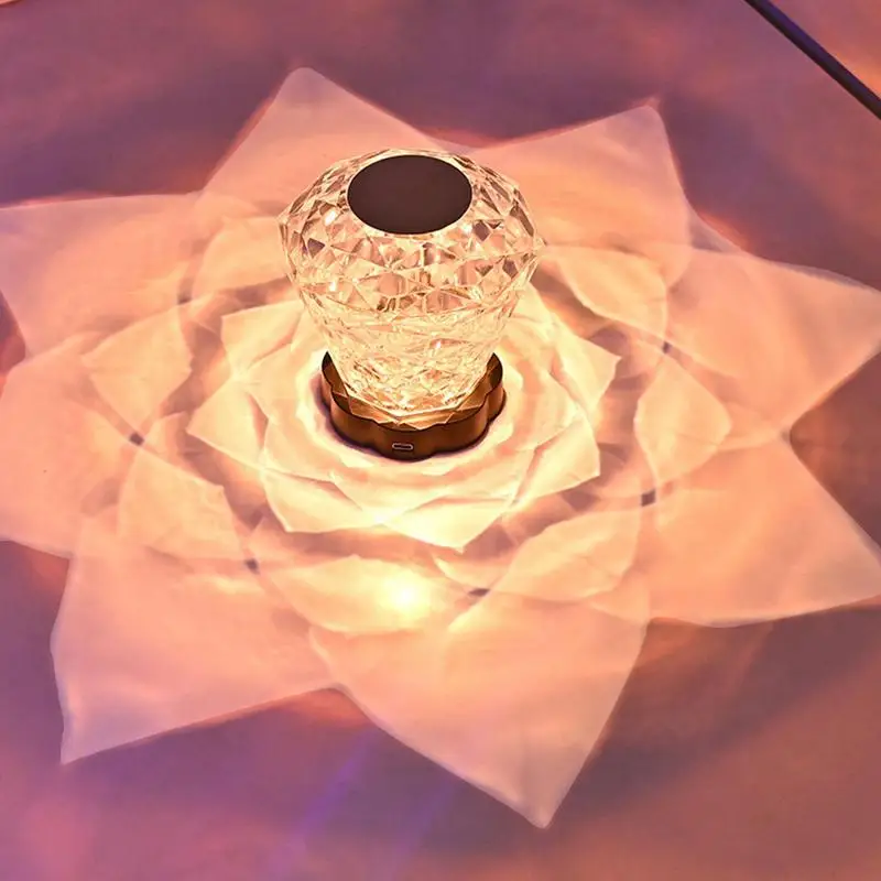Kristāla Galda Lampas 16 Krāsas Nakts Vieglo Projektoru Lampas LED Atmosfēru Telpā Gaismas Dekori Ziemassvētku Telpu Dekorēšana Crystal