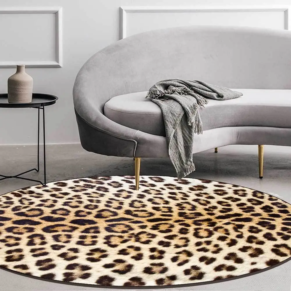 Mūsdienu sexy modes Brūna Leopards Drukāt dzīvojamā istaba guļamistaba grozu krēslu apļveida mat paklājs pielāgošana