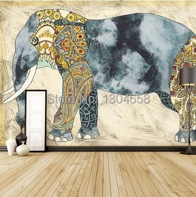 Pasūtījuma lieli gleznojumi personības ziloņu fona guļamistaba, dzīvojamā istaba fona tapetes