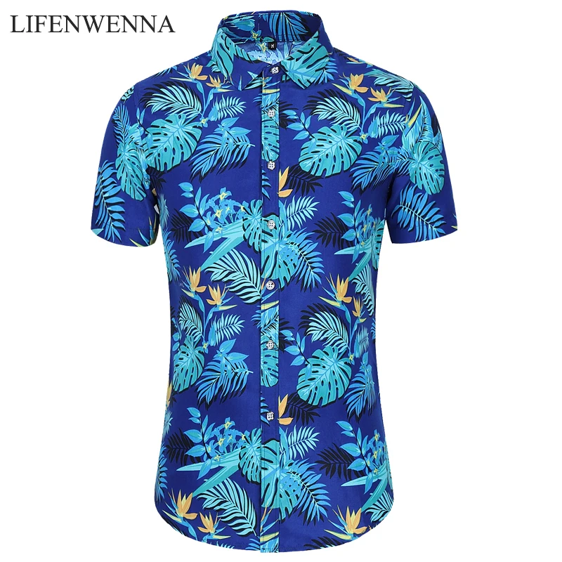 Plus Izmēra 5XL 6XL 7XL Ikdienas Krekls Vīriešiem, Jaunas Vasaras Vīriešu Ziedu Krekli Modes Ziedu Drukāt Īsām Piedurknēm Pludmale Havaju Krekls Vīrietis