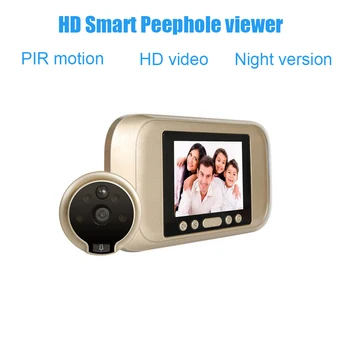 1 Iestatiet 720P HD gudrās mājas ierīces Peephole apskatīt Durvju skatītāju 3.2 collu LCD displejs, INFRASARKANO kustības sensoru uzraudzības Durvju durvis tālruni