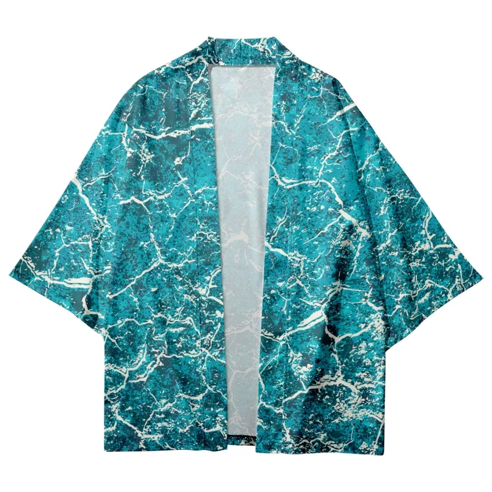 Ūdens modelis Drukāt Topi Harajuku Haori Yukata Chinoiserie Modes Japāņu Kimono Streetwear Vīriešu Dāmas Cardiga- 0