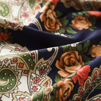 100% Zīda Šalle Sievietēm Ar Kvadrātveida Šalles Wrap 2019 Spānija Retro Ziedu Neckerchief Sieviešu Foulard Vintage Print Musulmaņu Hijab Bufandas 4