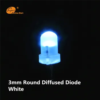 1000PCS white LED 3MM Plata Kārtas Top Urtal Spilgti Led Spuldzes Gaismas Lampa 3MM Diodes Elektronisko Komponentu