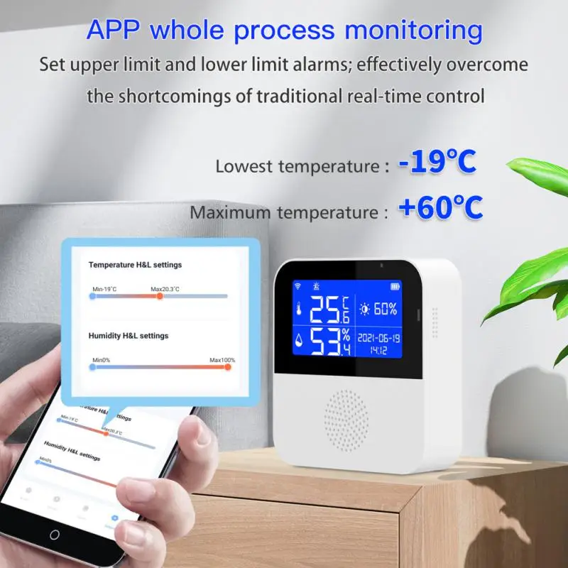 Aubess Tuya Smart Home WIFI Temperatūras, Mitruma Sensoru Iekštelpu Termometru, Higrometru, Detektors Strādā Ar Google Palīgs 2022 1
