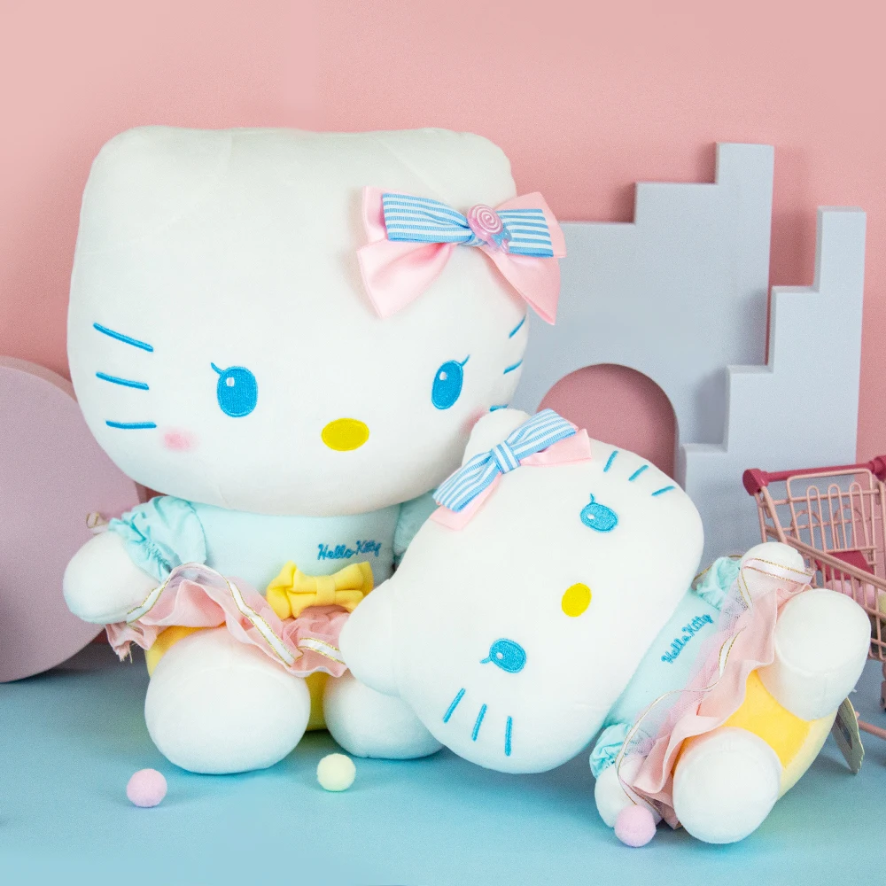 Patiesu Sanrio Par 23Cm Hello Kitty Kawaii Gudrs Kt Kaķis Plīša Rotaļlietas Augstas Kvalitātes Auto Dekorēšana Dāvanas, Meitenes, Draugi, Bērni, 1