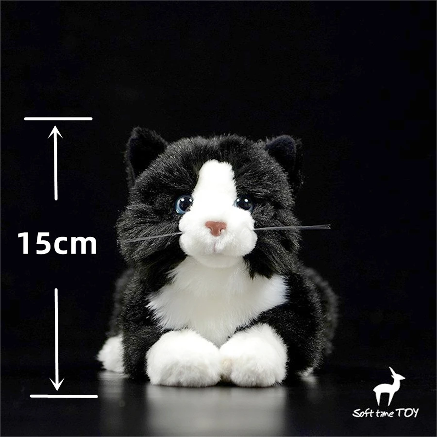 Piebald Kaķis Augstas Precizitātes Anime Gudrs Plushie Calico Kaķi Plīša Rotaļlietas, Dabīgas Dzīvnieku Simulācijas Pildījumu Lelle Kawai Rotaļlietas Bērniem 1