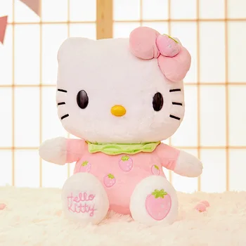 23-30 cm Jauni Hello Kitty Anime Multfilmu Augļu Kt Kaķu Turēšanas Zemeņu Cat Doll Gudrs Kawaii Plīša Rotaļlietas, Telpu Dekorēšana Meitenes Dāvanu