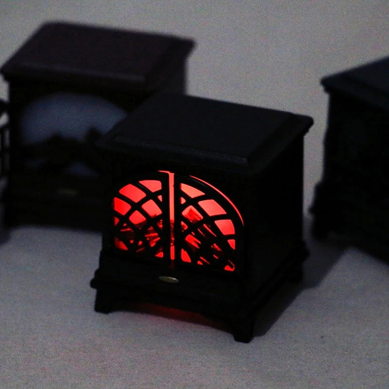 1gb 1:12 leļļu Namiņš Miniatūras Simulācijas Mini Izgaismotas Kamīnu Modelis DIY Ziemassvētku Atmosfēru Gaismas Miniatūri Aksesuāri 2