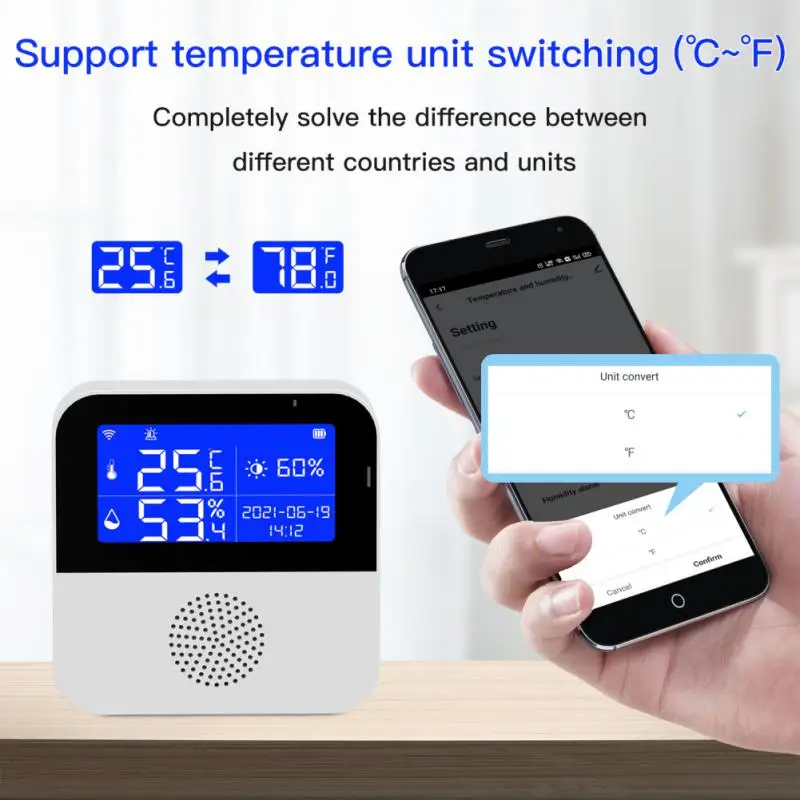 Aubess Tuya Smart Home WIFI Temperatūras, Mitruma Sensoru Iekštelpu Termometru, Higrometru, Detektors Strādā Ar Google Palīgs 2022 2