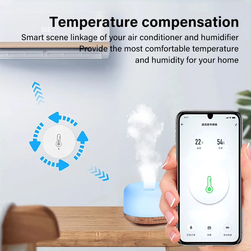 Aubess ZigBee 3.0 Temperatūras Un Mitruma Sensors, Tālvadības Uzraudzīt Akumulatora Barošanu Darbu Ar ALexa, Google Home Tuya Smart Dzīves APP 2
