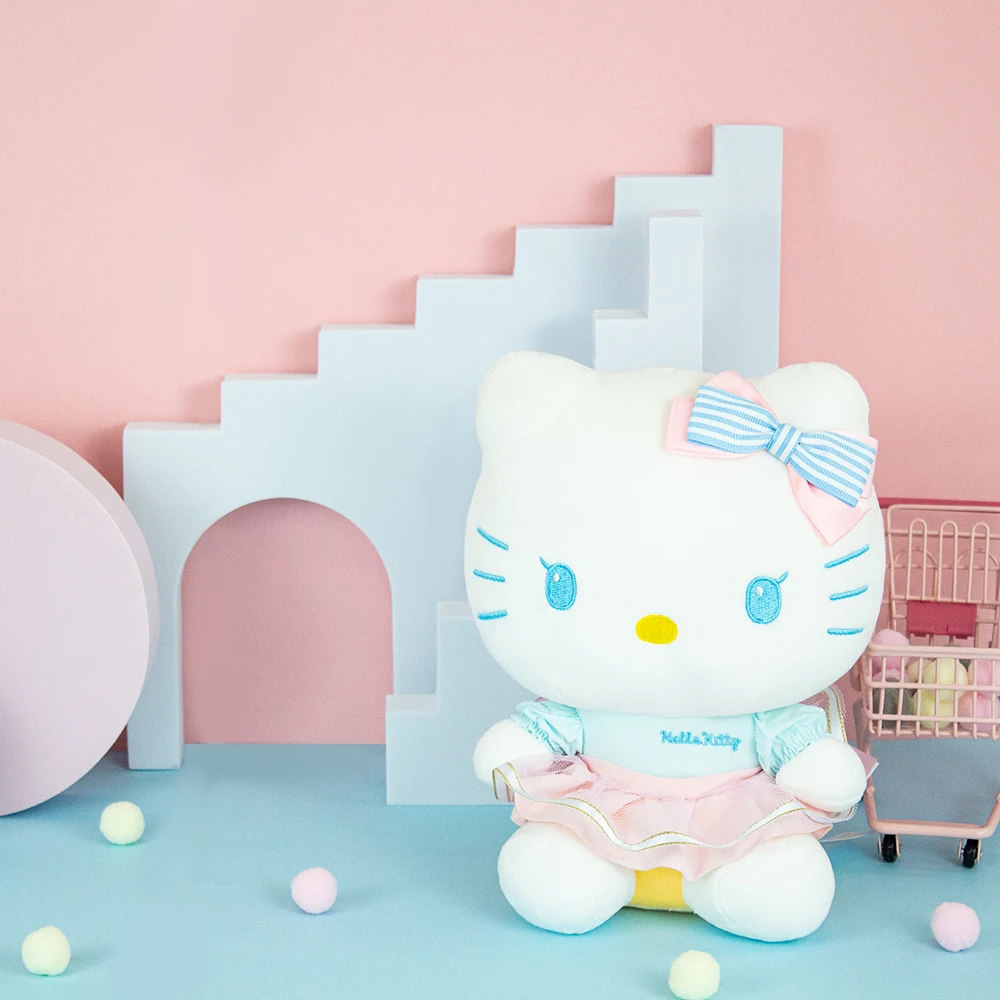 Patiesu Sanrio Par 23Cm Hello Kitty Kawaii Gudrs Kt Kaķis Plīša Rotaļlietas Augstas Kvalitātes Auto Dekorēšana Dāvanas, Meitenes, Draugi, Bērni, 2