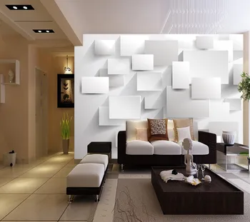 3D stereo promenāde sienas tapetes balts viesistaba, guļamistaba, TV fons Custom izmēri
