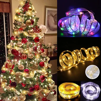 5m Ziemassvētku LED Lentes Pasaku Gaismas Rotājumi Eglīšu Rotājumi DIY Mežģīnes, Bantītes String Gaismas Navidad Jauno Gadu Dekori 2023