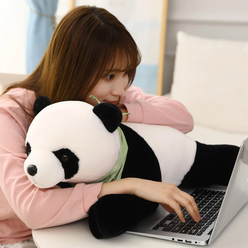 40/60CM Gudrs Atrodas Panda ar Šalli Simulācijas Pildījumu Dzīvnieku Plīša Rotaļlietas, Lelles, pūkains Miega Spilvenu Mazulim Meitenes Dzimšanas dienas Dāvanas 5
