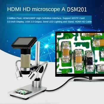 Andonstar ADSM201 pārbaudes HDMI mikroskopu HDMI digitālo mikroskopu 300X ilgi objekta attālumu microscpe Lodēt Remonts Inspectio