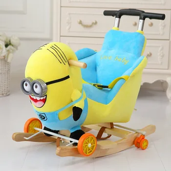 Anime multfilmu dzīvnieku Unicorn Zilonis, Lācis Šūpojot Zirgs Trojan rotaļlietas Koka&plīša šūpuļkrēsls bērnu ratiņi Bērnu ratiņi auto