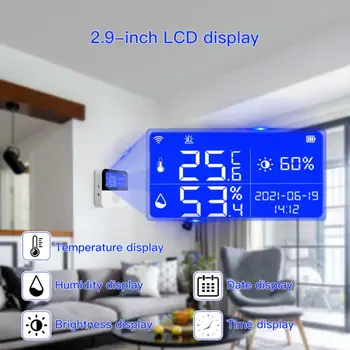 Aubess Tuya Smart Home WIFI Temperatūras, Mitruma Sensoru Iekštelpu Termometru, Higrometru, Detektors Strādā Ar Google Palīgs 2022 3