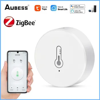 Aubess ZigBee 3.0 Temperatūras Un Mitruma Sensors, Tālvadības Uzraudzīt Akumulatora Barošanu Darbu Ar ALexa, Google Home Tuya Smart Dzīves APP 0