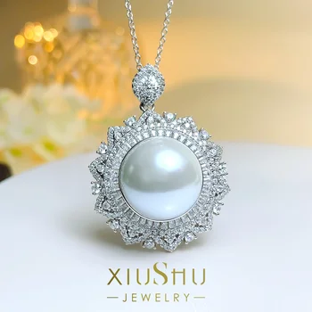 Augstas Izšķirtspējas Luksusa Austrālijas Balto Pērļu Kaklarota 925 Sterling Sudraba Modes Shell Pearl Modes Dāvana Mātes 16m Liela