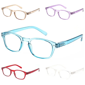 Boncamor Lasīšanas Brilles Pavasara Viru Modes Krāsa Caurspīdīgs Taisnstūra Rāmi Vīriešiem un Sievietēm, HD Lasītājs Brilles 0