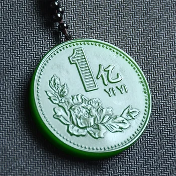 Dabas Puses-grebt Hetian Jade Monētas Miljardieris Mazo Mērķis Zaļā Kaklarota, Kulons Modes Rotaslietas Vīriešiem, Sievietēm Veiksmi Dāvanas