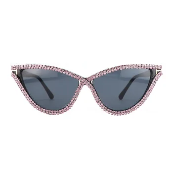 Dimanta Saulesbrilles Sieviešu Modes Ērti Trīsstūris Rhinestone Apdares Brilles Rāmis UV400 Aizsardzība Saules Brilles
