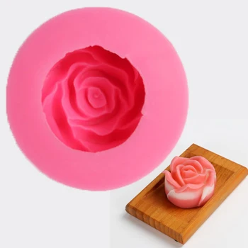 DIY Stereoskopiskās Rožu Ziepes Roku darbs Silikona Veidne Ēteriskās Eļļas Ziepes Flossing Tipa Šokolādes Virtuves Cepšanas Līdzeklis Pelējuma SQ0379