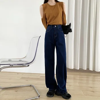 Džinsi Izskatās Plānas 2020. Gadam Drēbes Plaša Kāju Džinsa Streetwear Taisni Boyfriend Jeans Sieviešu Demin Bikses, Modes
