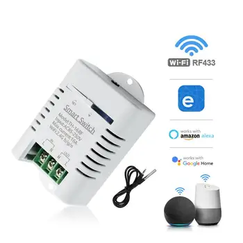 EWeLink TH16 Smart Slēdzi, Bezvadu Temperatūras Mitruma Kontrole 16A WiFi Slēdzis Saderīgs Ar Alexa, Google Home Dropshipping