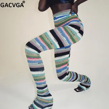 GACVGA Biker Stilu Trikotāžas Garās Bikses Sievietēm Hipster Izdilis Līmēšana Elastīgs Augsto Vidukli Vienkārši Gadījuma Streetwear Zīmuli Bikses